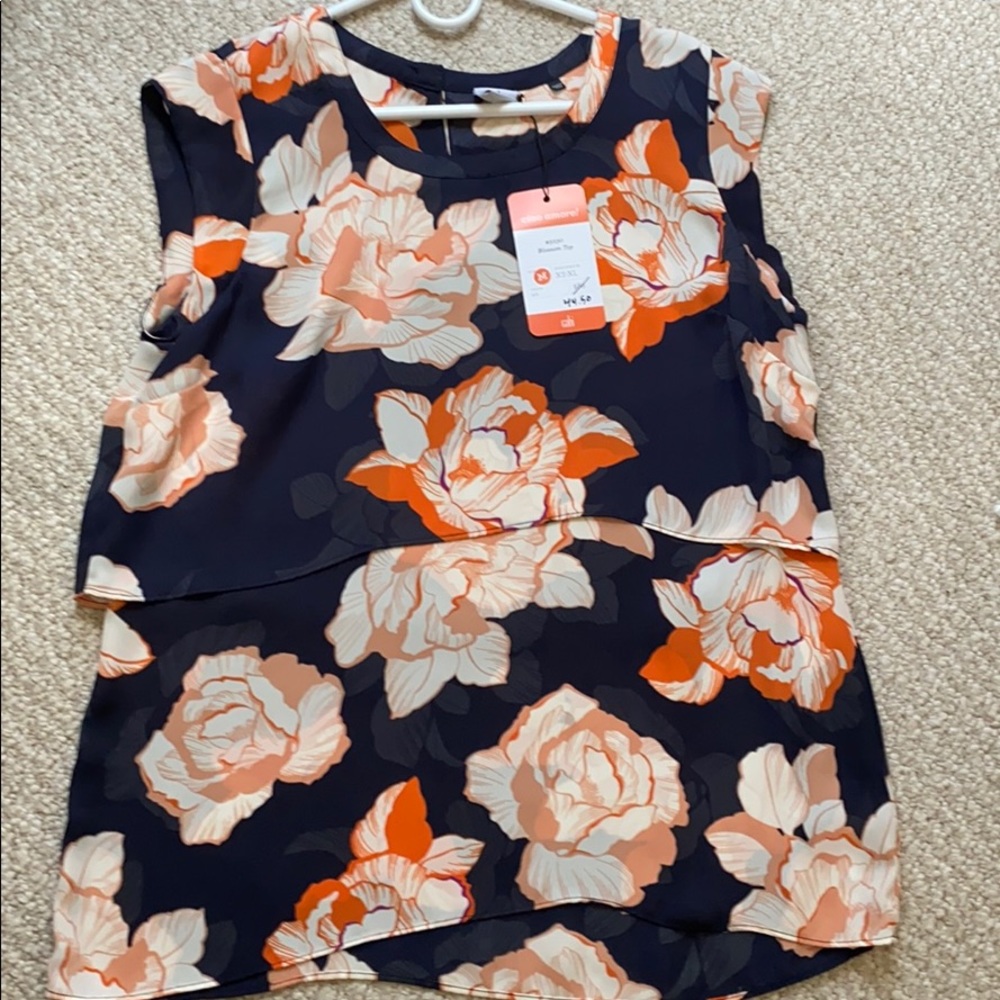 Sleeveless Cabi, layered blouse, tags still on